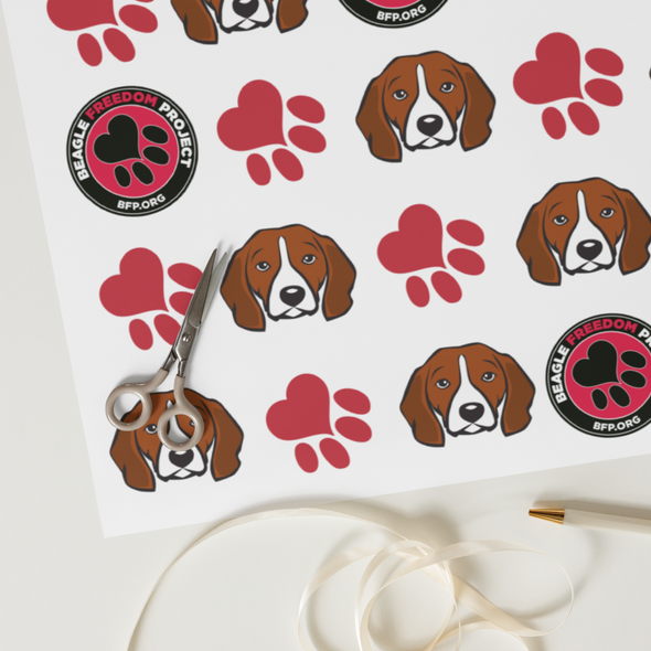 BFP Beagle Paw Print Wrapping Paper Sheets