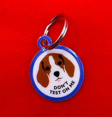 Don't test on me keychain