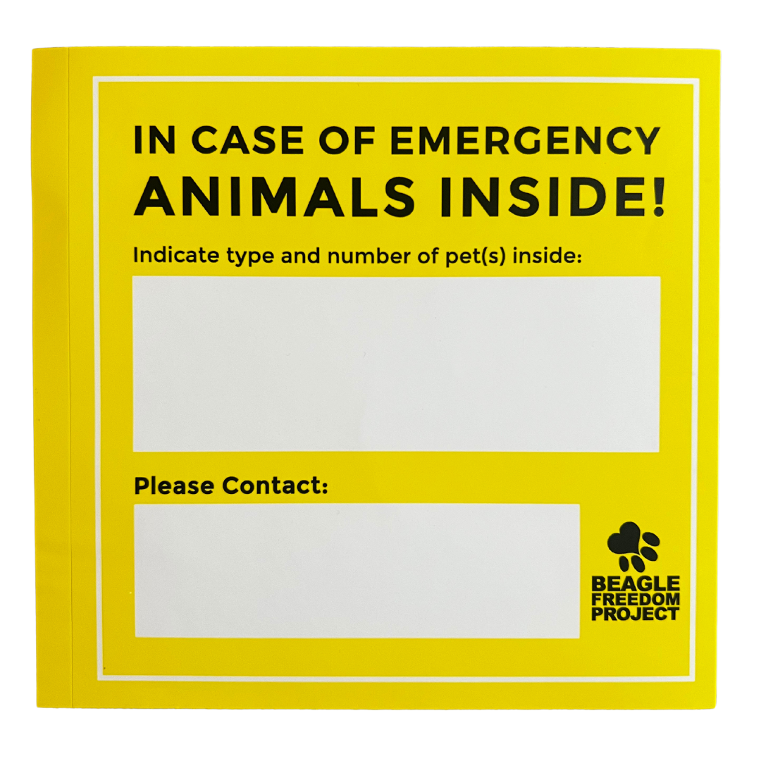 Emergency Animal Sticker Save my Animals! Emergency Cards & Sticker: Two-pack – Beagle Freedom ...