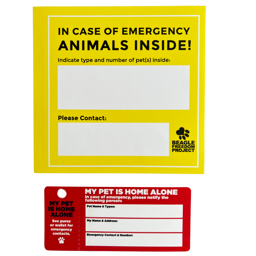 Emergency Animal Sticker Save my Animals! Emergency Cards & Sticker: Two-pack – Beagle Freedom ...